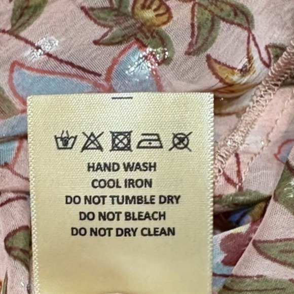 Anthropologie ANDERSEN & LAUTH Pink Shimmer Floral Kimono Beaded Boho Sheer - Picture 10 of 11